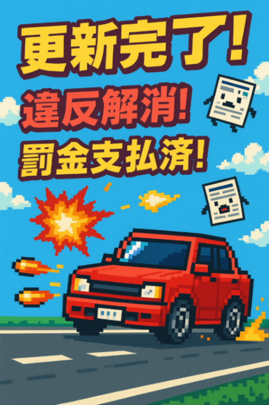 免許更新:違反切符を倒せ！